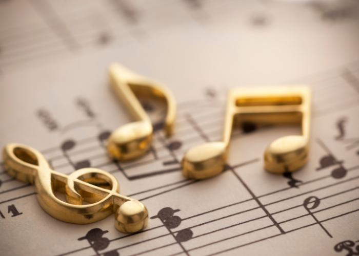 Gold coloured musical notes