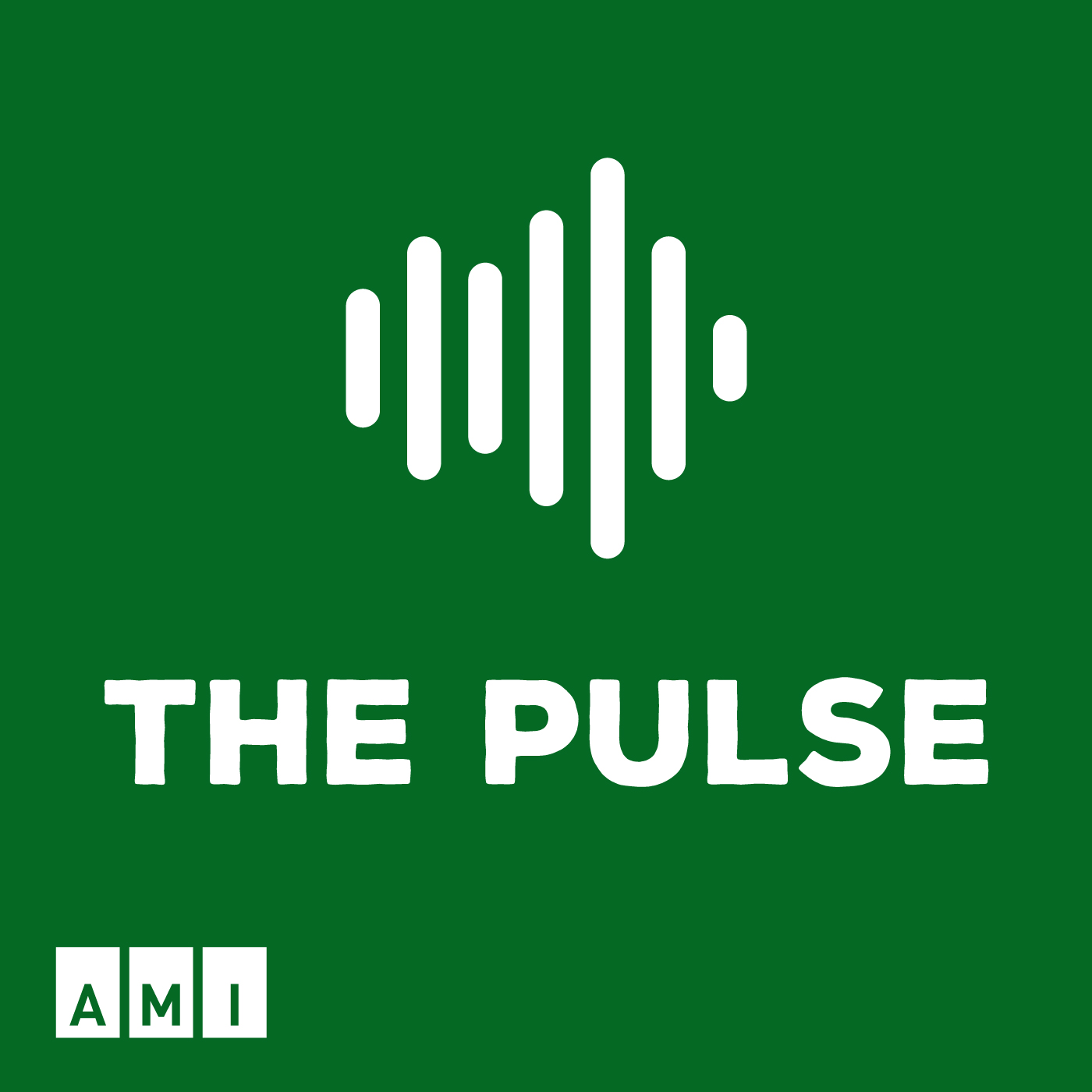 White vertical lines simulating a pulse on a green background above text that says “The Pulse”.