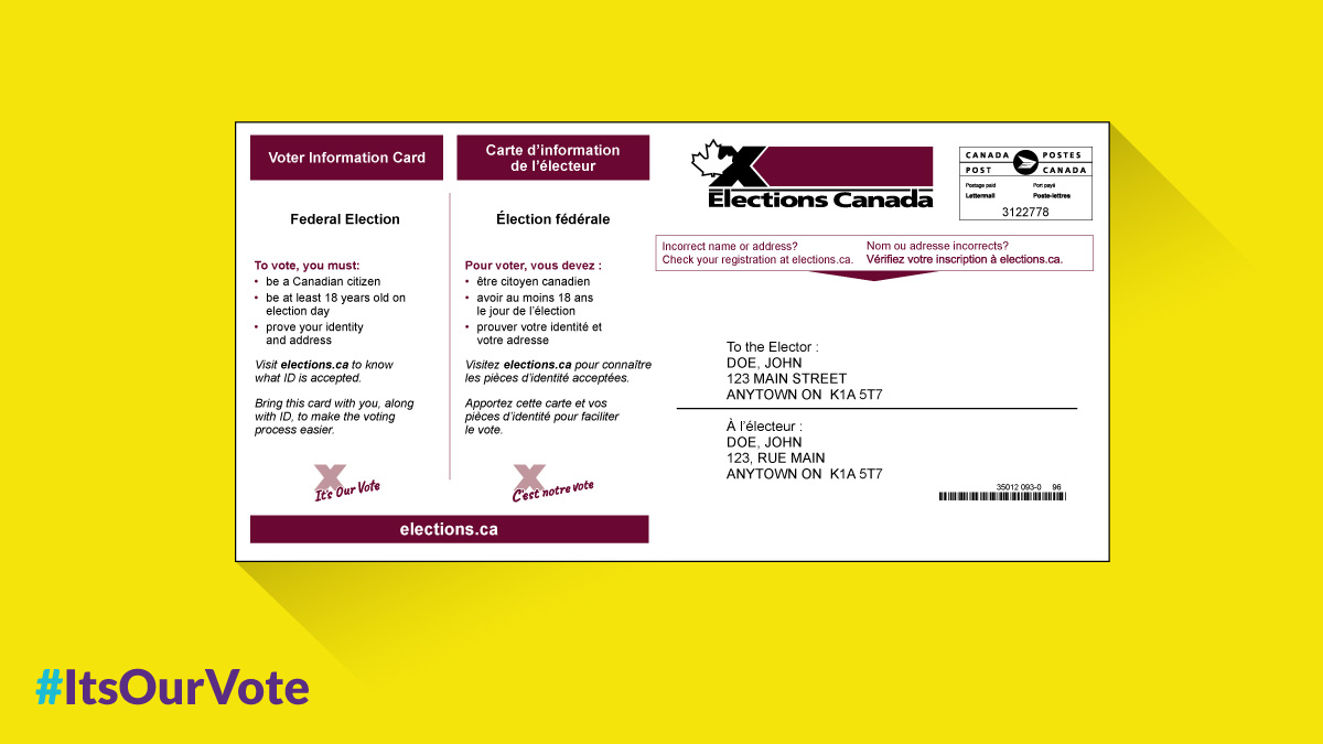 An Elections Canada voter's card