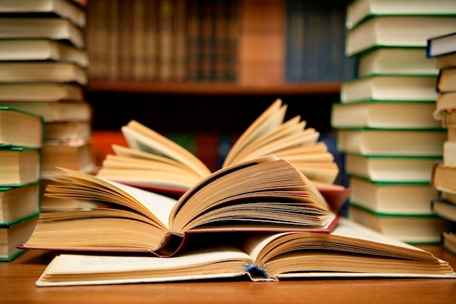 Open books at a library