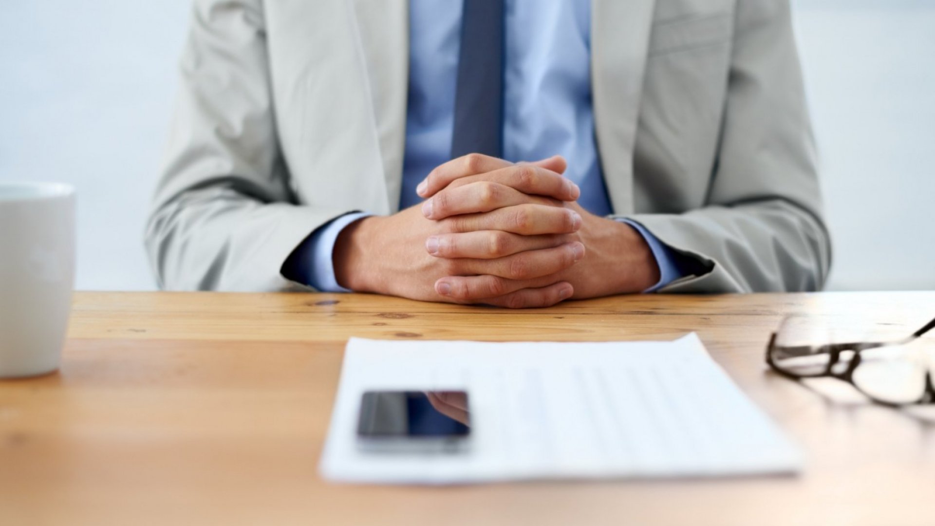 Someone sitting in a job interview