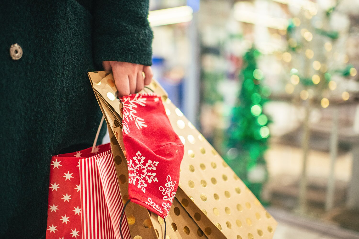 A person shopping for the holidays