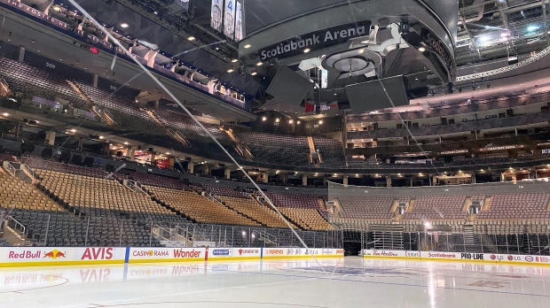 An empty hockey arena