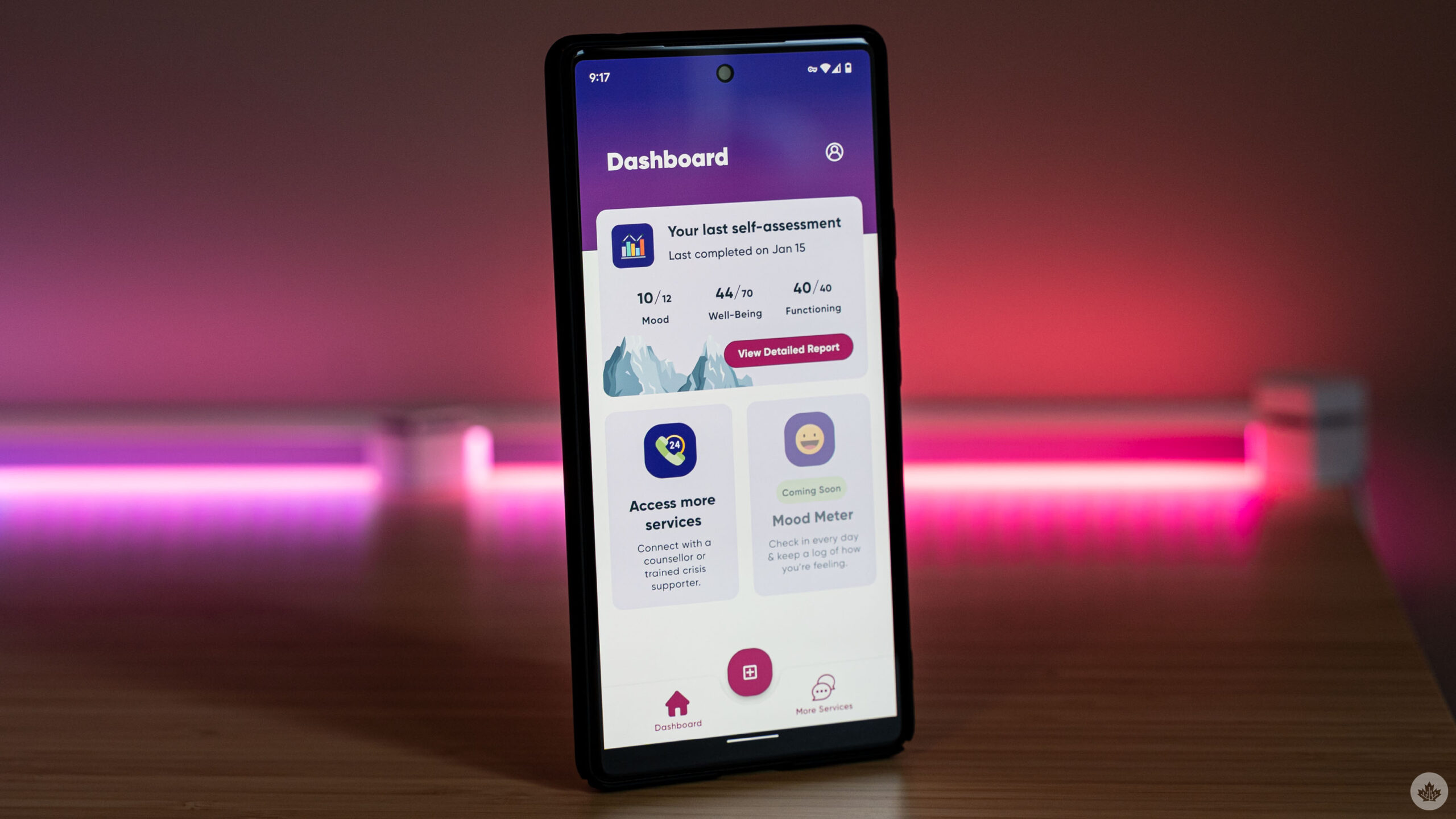 An Android phone showing the new PocketWell App