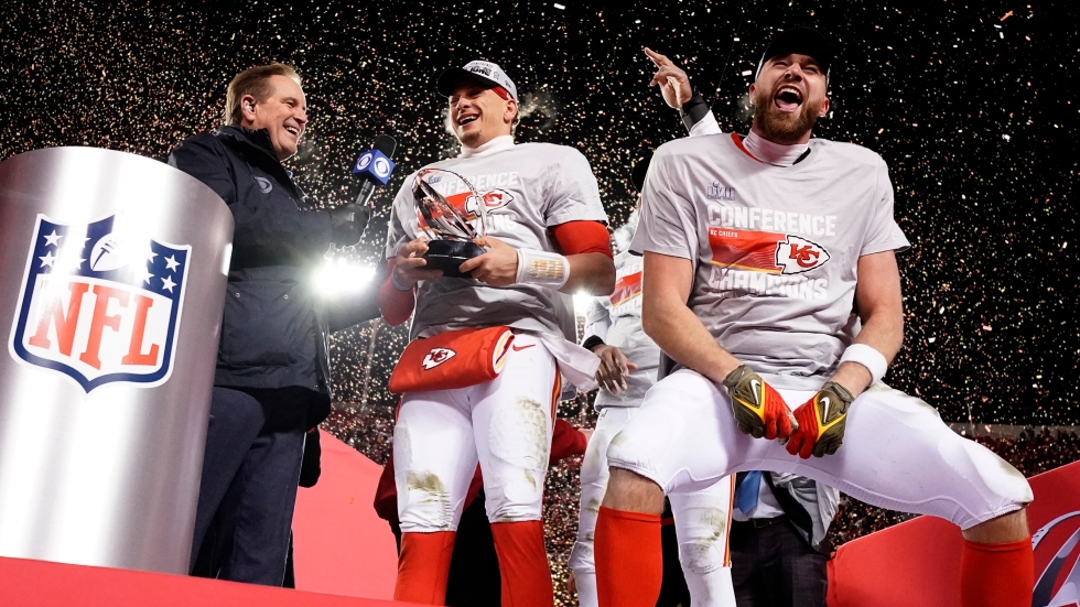 Kansas City celebrating after advancing to the Super Bowl