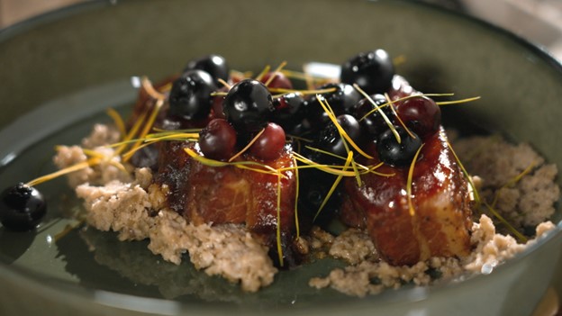 A plate of wild boar belly.