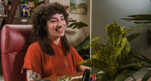 Rachele Manett smiles during an interview.